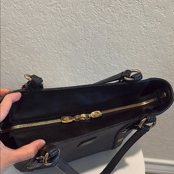 MCM Black Zip Tote with Gold Studs - Picture 8 of 13